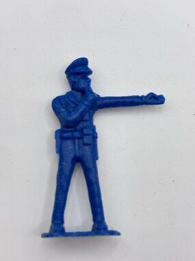 Vintage Plastic Army Men: BLUE POLICE OFFICER COPS Cake Topper Figure Lot Of 7